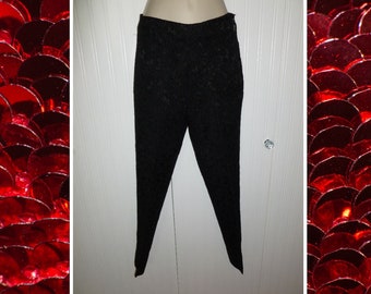 Vintage Lace Pants Black, Leggings Size 10