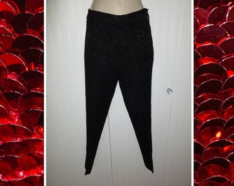Vintage Lace Pants Black, Leggings Size 10