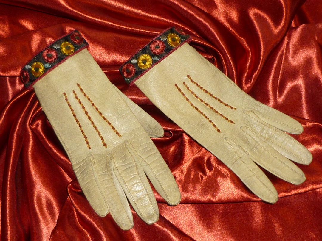 Antique Jeitteles' Edwardian Gloves Embroidered Cuffs Etsy