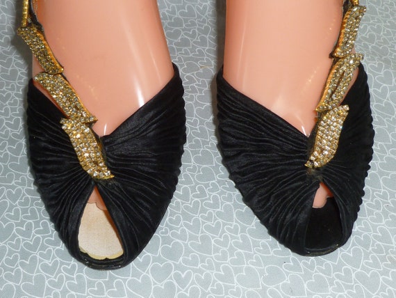 Exquisite Vintage MISS LOUISE High Heel Shoes-Rhi… - image 3