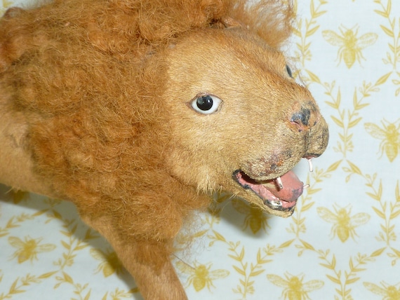Rare Antique Lion Toy Figure 1900s Vintage LION Animal Pull Toy