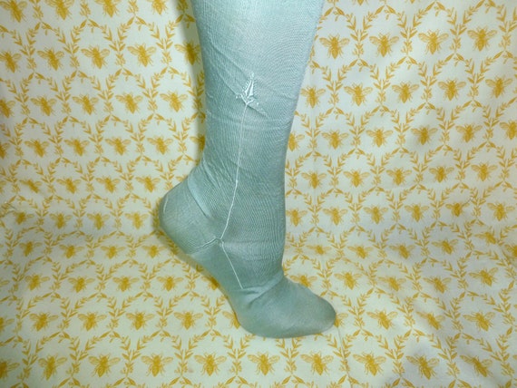 HTF Edwardian Garter Stockings Antique Flapper Aqu