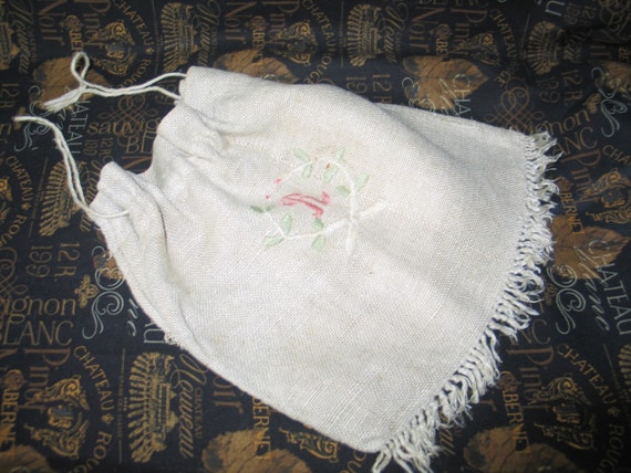 Antique Victorian Edwardian Reticule Bag-Hand Emb… - image 2