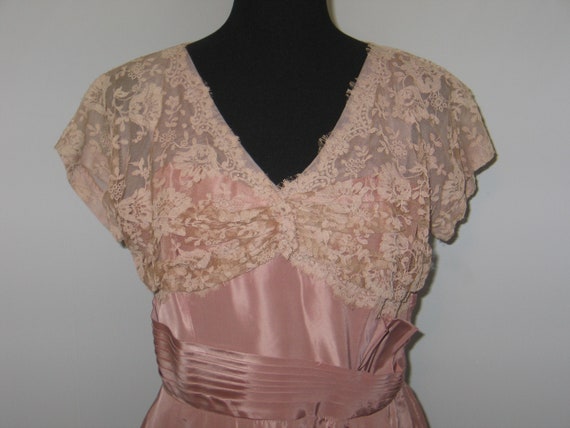 Vintage Dress 1940s 1950s-Shimmery Rose Pink Form… - image 4