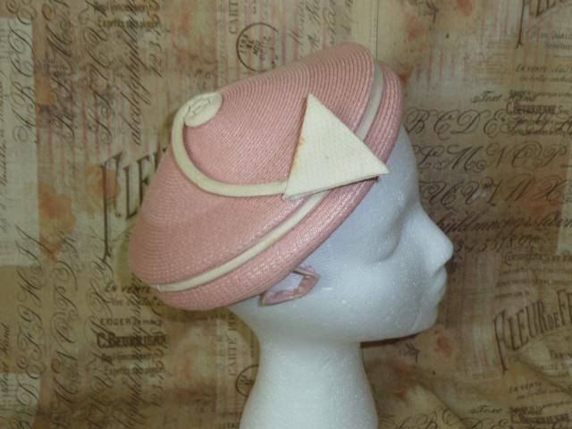 Cute Vintage Tilt Hat Fascinator Antique 1940s Rolled Brim Mini Crown Hat