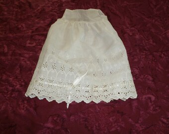 Darling Antique Doll Dress Chemise Petticoat Slip circa 1900s Victorian Edwardian Drop Waist Embroidered Lace- French German Doll