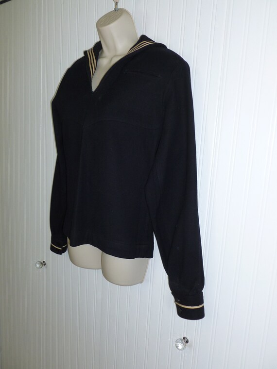 Vintage SAILOR Shirt Wool Navy Naval Uniform Cost… - image 3