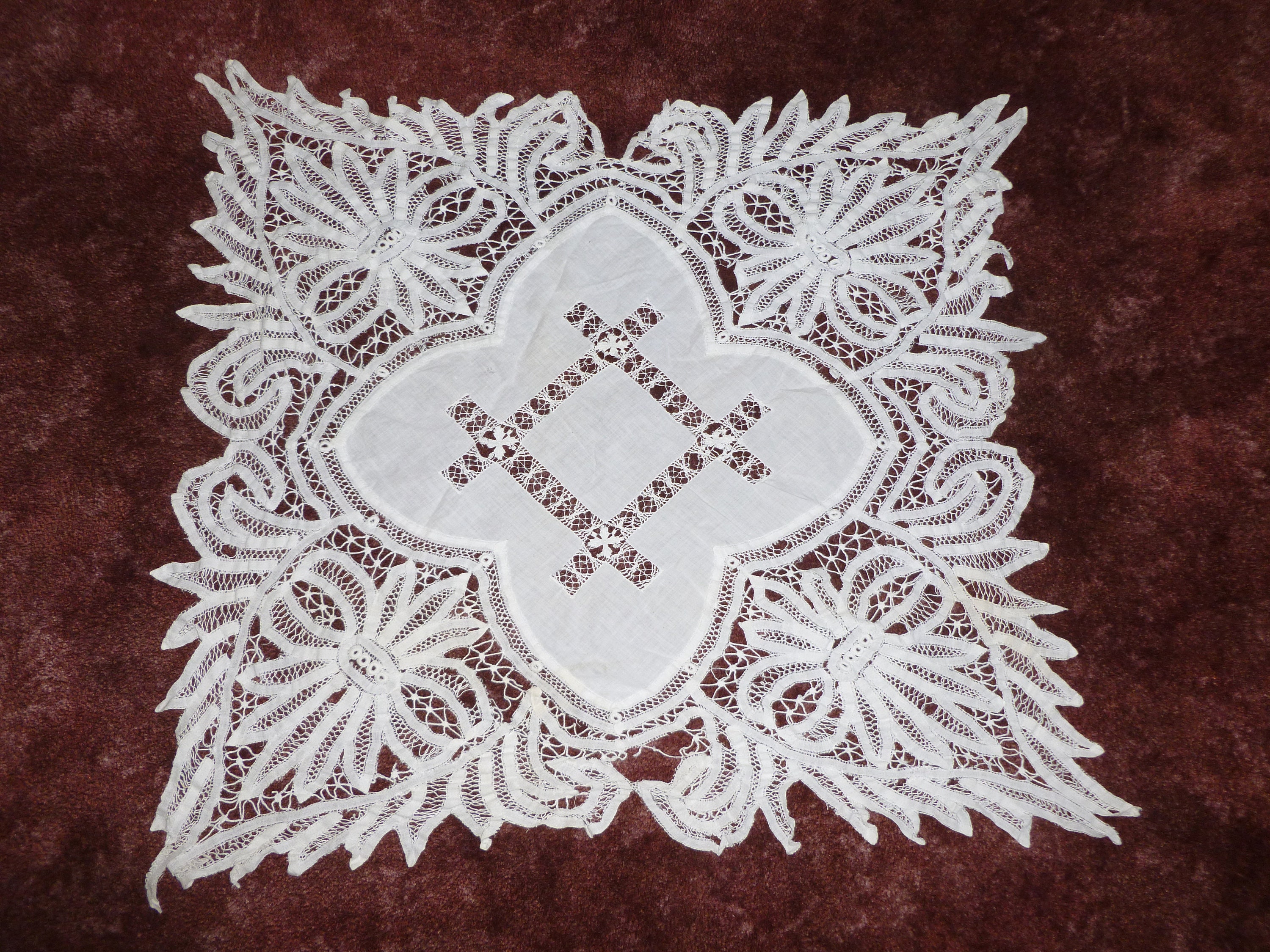 アンティーク ビクトリアン テーブルクロス バッテンバーグ レース