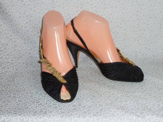 Exquisite Vintage MISS LOUISE High Heel Shoes-Rhi… - image 1