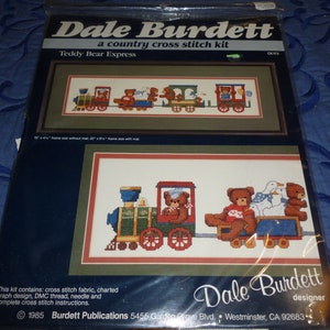 Cross Stitch Kit "Teddy Bear Express" Dale Burdett Designs original package Vintage