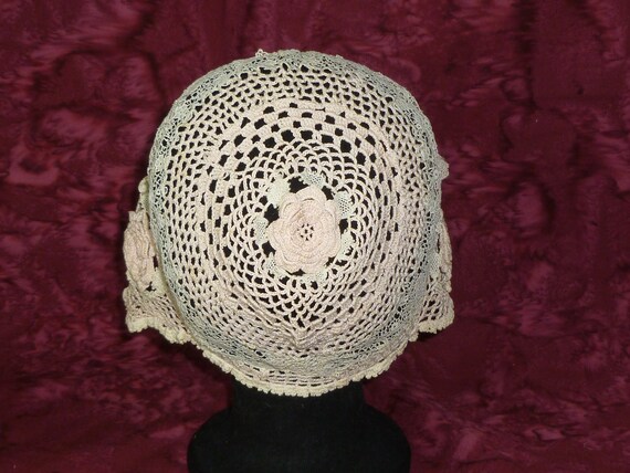 Antique Baby Doll Bonnet Handmade Irish Crochet B… - image 6