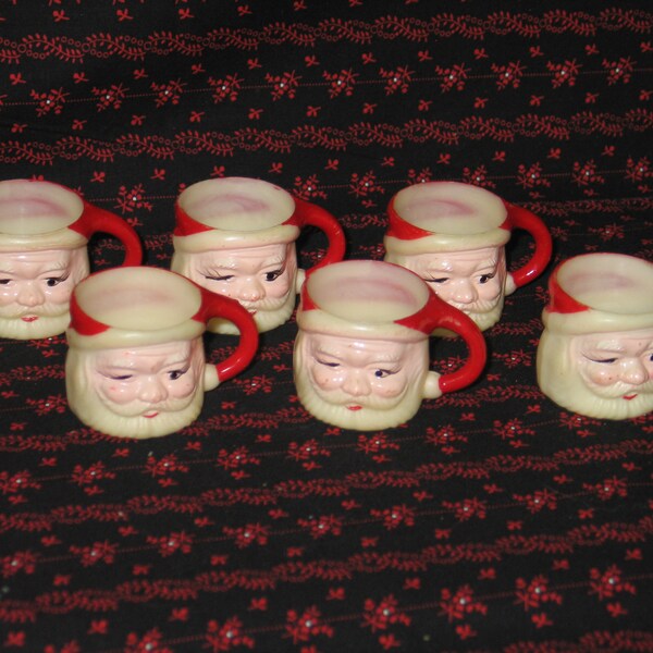 Vintage Miniature Santa Claus Cup Egg Nog -Shot-Cocoa Mug Set Lot 6 Christmas