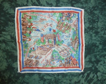 Antike Seidentuch Souvenir von WW1 Frankreich American British Flaggen Taschentuch Vive La Liberte