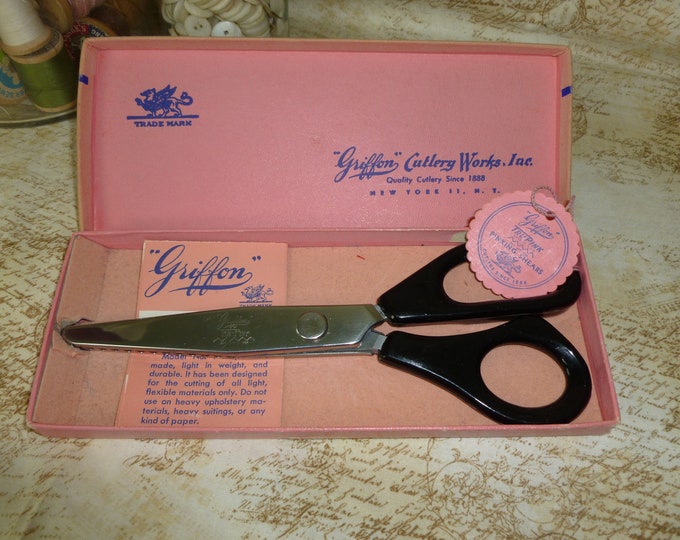 Vintage GRIFFON Tru Pink Pinking Shears1950s Sewing Scissors