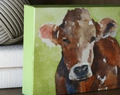 Farmhouse painting cow painting of cow on CANVAS REPRODUCTION of cow nursery wall hanging LARGE watercolor painting boy nursery art wall art