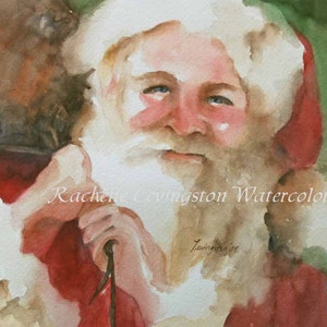 Large Santa Painting on Canvas Christmas decor Christmas wall decor-Santa decoration for christmas-Santa wall hanging watercolour image 3