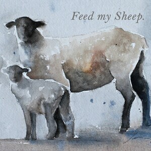LDS art. Printable religious art.  INSTANT DOWNLOAD of lamb. Printable Christian art. Printable sheep painting. Digital Religious Home decor