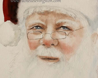 christmas decor - Large Santa painting of santa- Christmas wall hanging- Santa decoration for christmas- Watercolour painting of Santa 8x10