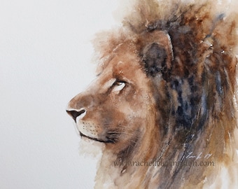 for him watercolor painting of lion african wall hanging african wall art african room decor art PRINT of lion art nursery artwork h