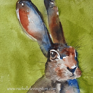 watercolor painting of bunny painting bunny print bunny art print rabbit painting rabbit ATC brown folk Small Artist Trading Card YOU PICK