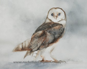 Watercolor OWL print OWL painting. Painting of two owls. Hoot owls painting. Print of owls. Gift for bird lover. Barn owl print set