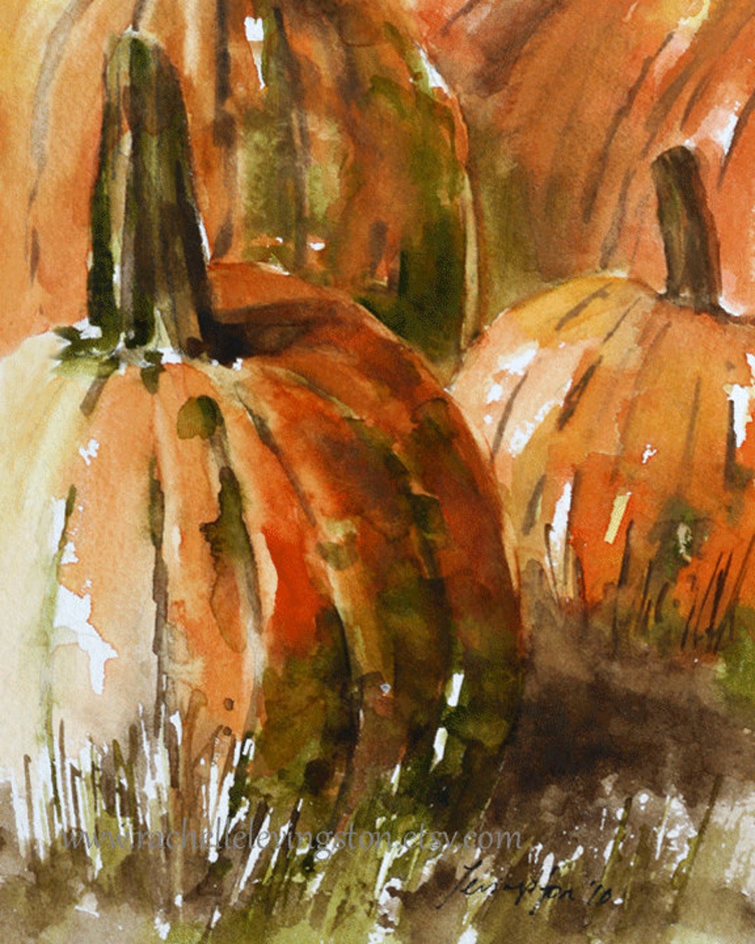 LARGE Thanksgiving Art on Canvas- Mixed Media Painting Pumpkin Decor ...