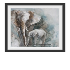 animal painting of baby elephant painting art Print baby elephant art PRINT baby elephant PRINT Wall decor nursery art home decor 11x14 image 2