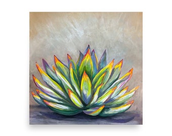 Agave Suculant Colorful Cactus Art Print