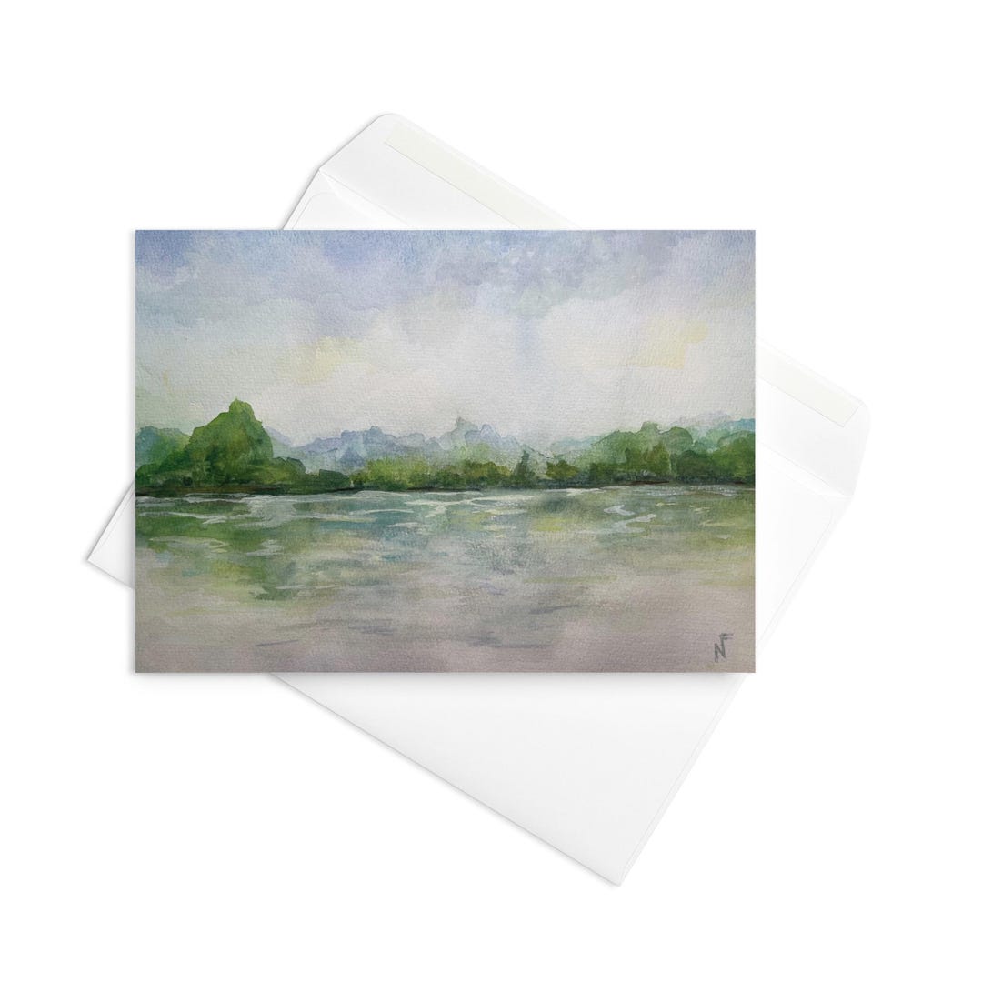 Lake Greeting Card: Calming Watercolor Print Small Art on Gift Card - Etsy