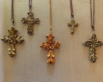Handgemachte Gold Kreuz Anhänger Halskette: Sculpey Ton Anhänger