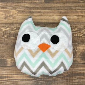Fuzzy Chevron Owl Stuffed Animal/Plush/Handmade/Church Toys/Owl/Stuffed Animal/Quiet Toys