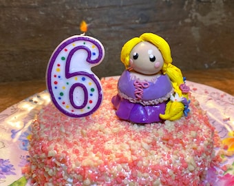 Handmade Rapunzel Cake Topper, Polymer Clay Princess Figurine