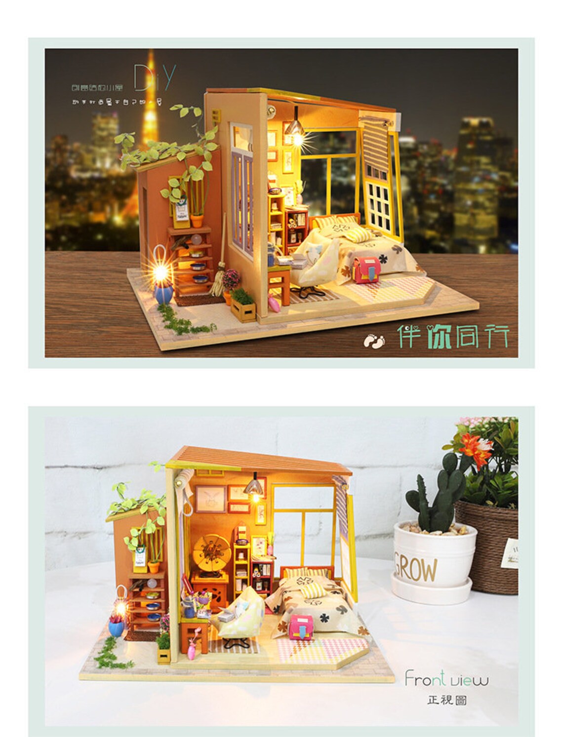 Garden Bedroom Dollhouse DIY Kit Cute Room House Model With - Etsy