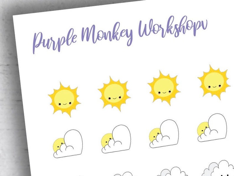 Download Cute Weather Icon Stickers. Kawaii Weather Icon Planner | Etsy