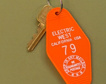Electric West Retro Motel Key Tags- Key Chain- Vintage Key Tag- Made in USA- motel key- keychain