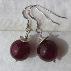 Collier pendentif boucles d'oreilles en agate couleur prune cerise, argent sterling 925, ensemble de pierres précieuses, violet violet, bijoux audacieux en agate organique image 4