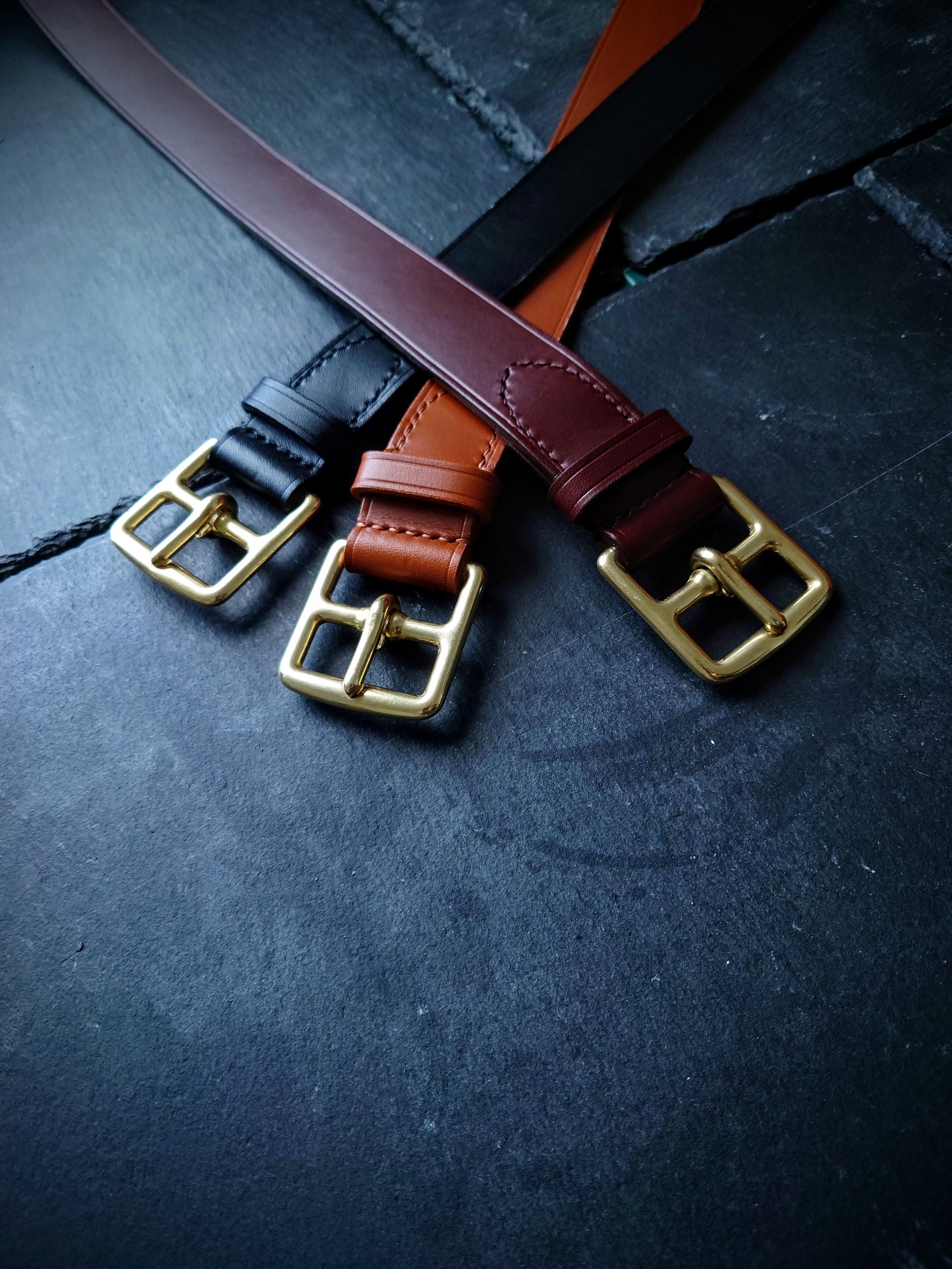 Handmade Bridle Leather Belt: Equestrian Style, Solid Brass 