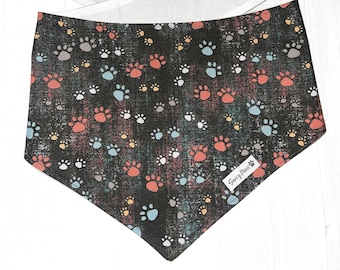 Dusty Paws / Dog Bandana / Tie On Dog Bandana / Dog Paws / Dog Neckwear / Pet Bandana / Puppy Dog Paws