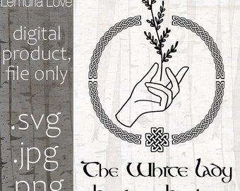 White Lady (La Dame Blanche) graphic, digital  file for Cruicut, .svg, .png. .jpg,
