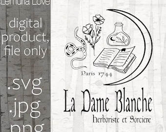 La Dame Blanche, svg file for Cricut, Silhouette, Outlander theme