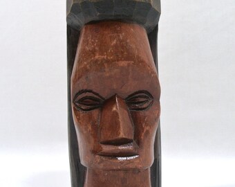 RARE Vintage Hand Carved Jamaican Black Woman Folk Art Statue Figurine Wood Caribbean Islands