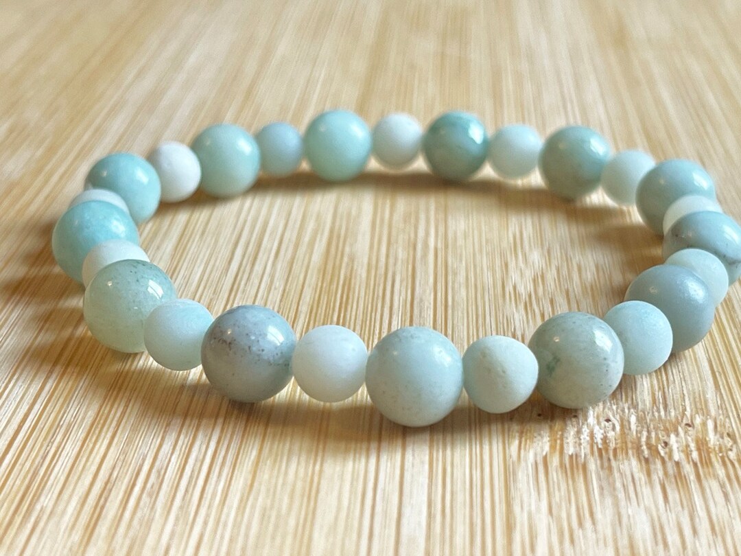 Genuine Amazonite Bead Bracelet on Stretch 8mm AAA 7 Etsy