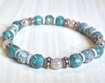 Genuine African Turquoise Jasper Bead Bracelet (On Stretch) 8mm AAA 7.5" inch