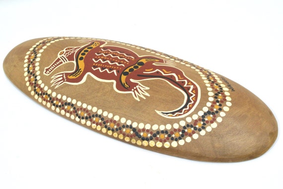 RARE Wirigerie Australian Aboriginal Hand Painted Crocodile |