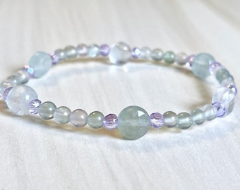 Genuine Fluorite Bead Bracelet (On Stretch) 8mm AAA 7.5" inch