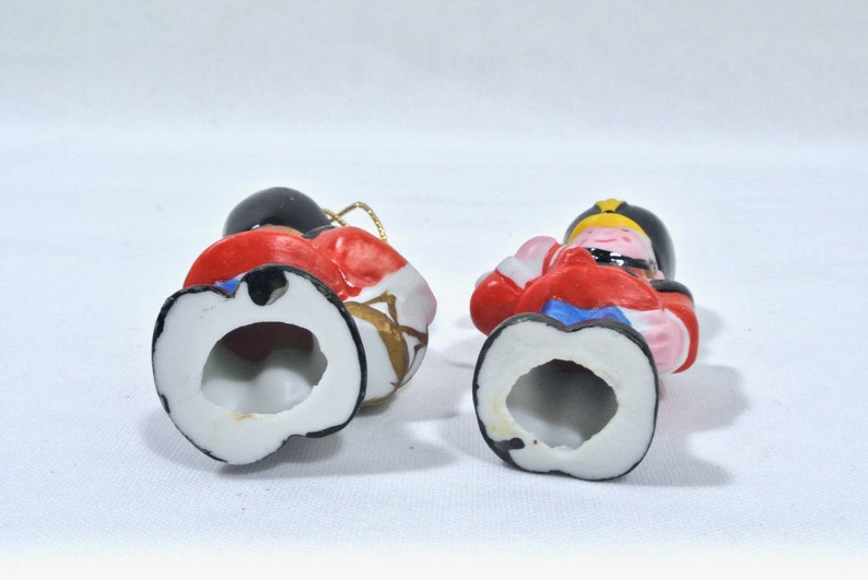 Vintage Christmas Ceramic Toy Soldier Ornament Pair Kitsch Cute 1950s Taiwan