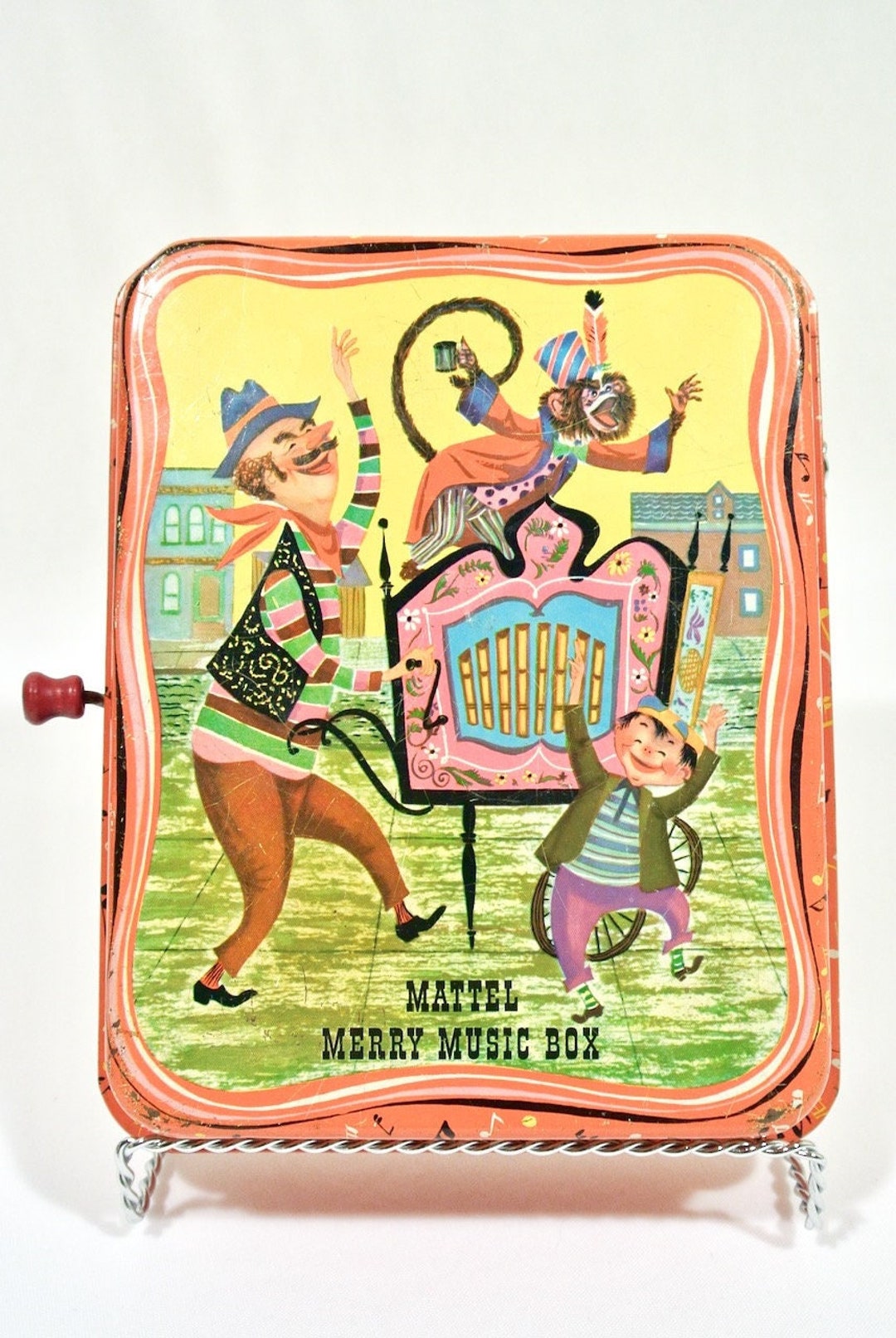 Vintage 1950's Mattel Merry Music Box Metal Wind up Tin Etsy