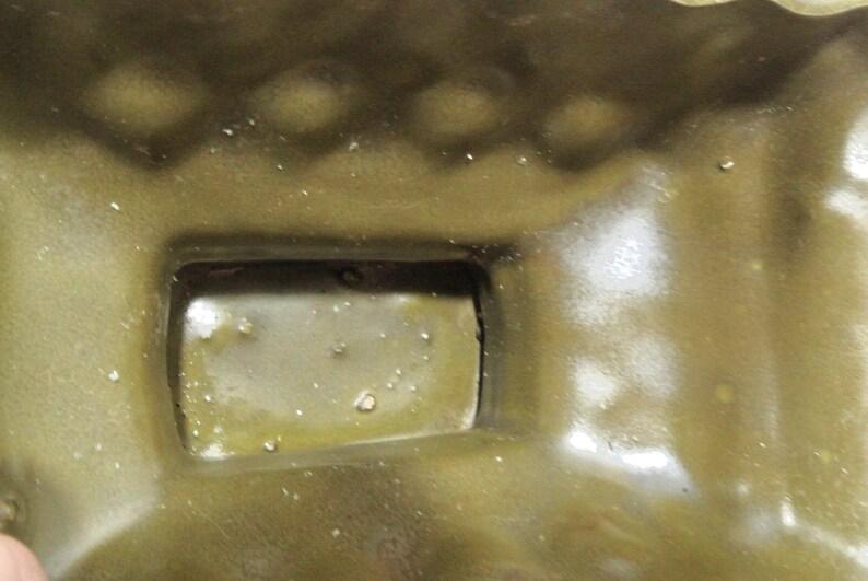 Vintage Cookson Pottery Olive Green Succulent Planter Pedestal Art Deco Zig Zag