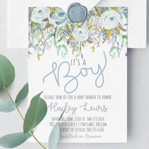 Baby Boy Shower Invitation Baby Brunch Invitation Boy Baby Etsy