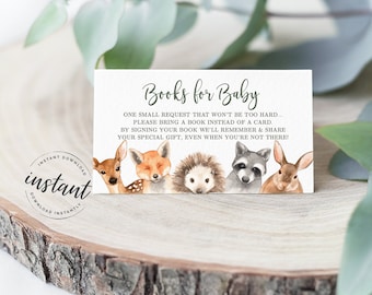 Woodland Book Request card, Woodland Baby Shower, Books for Baby, Woodland Animals, Book Request Card, Bring a Book, 59